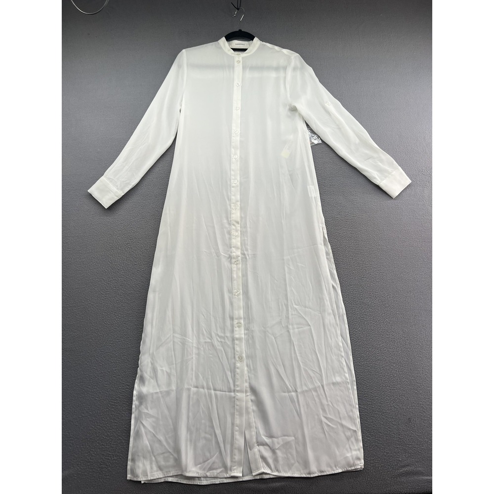 Summersalt Shirt Dress Women's XS White Button Down Long Sleeve Maxi Cover Up
